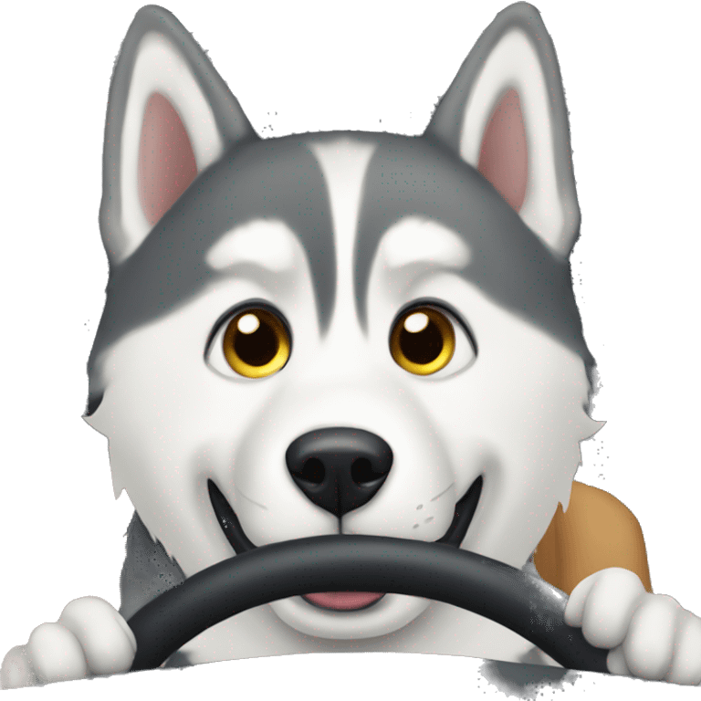 Husky driving a car  emoji