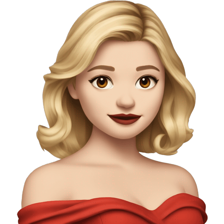 Chloe grace moretz wearing off the shoulder red dress emoji