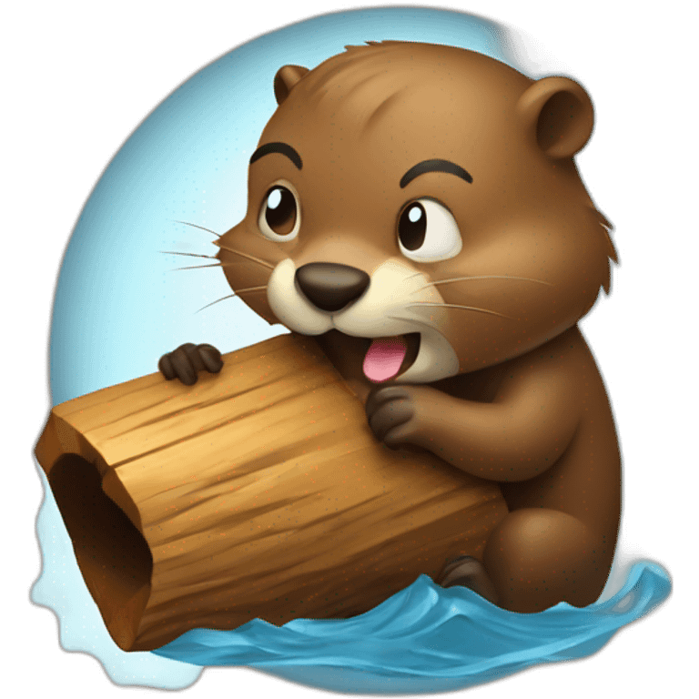 Beaver biting wood emoji