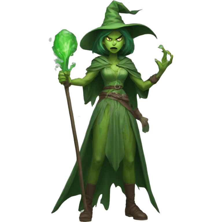 angry green witch from Dungeons & Dragons super realistic emoji