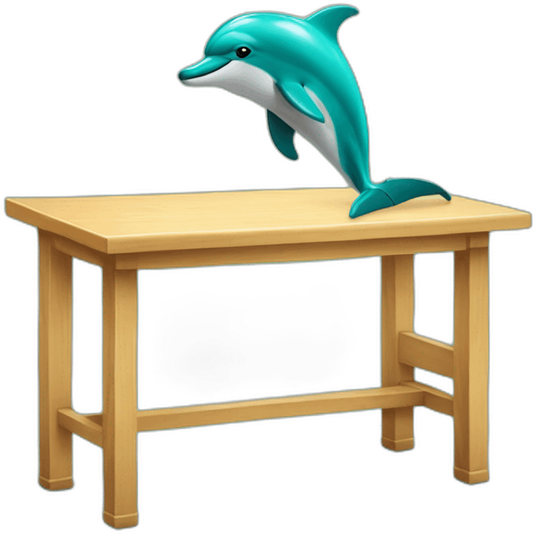 dolphins sitting on a aschool table emoji