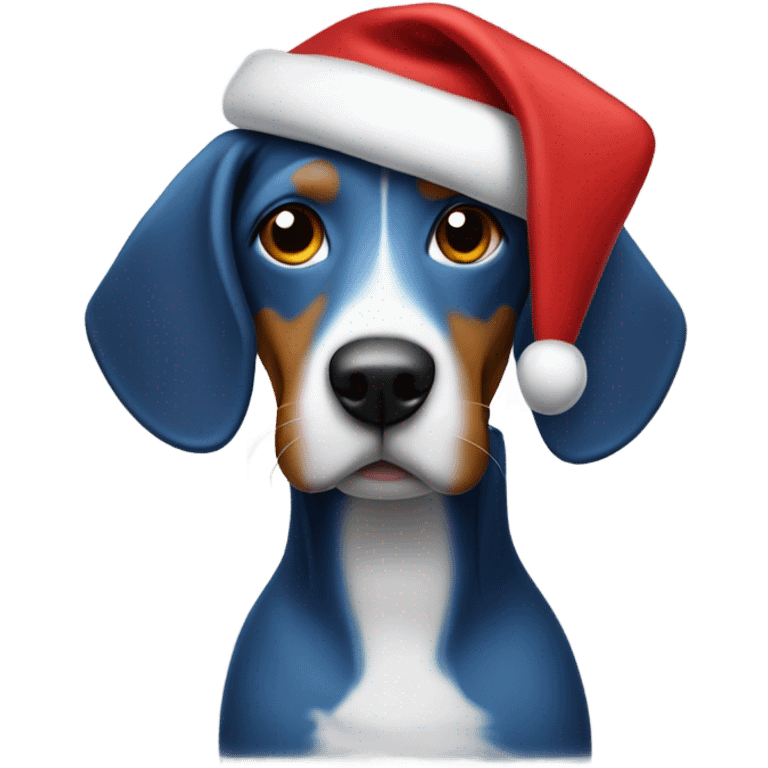 Blue tick coin hound in Santa hat emoji