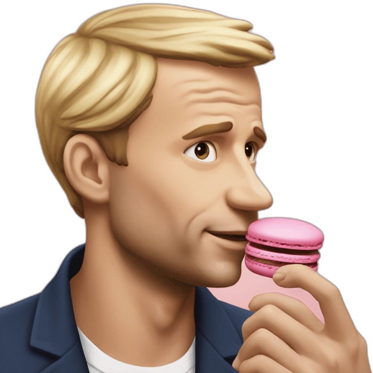 Macron qui mange un macaron ￼ emoji