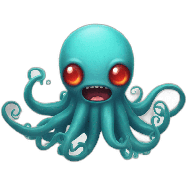 a cute kraken with bloodshot eyes that screams emoji