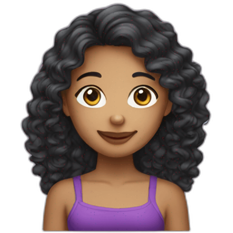 Blasian long curly hair girl emoji