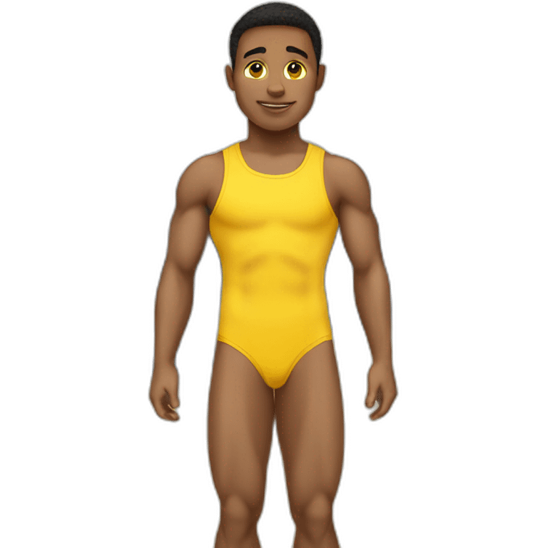 Full yellow boy in gym leotard emoji