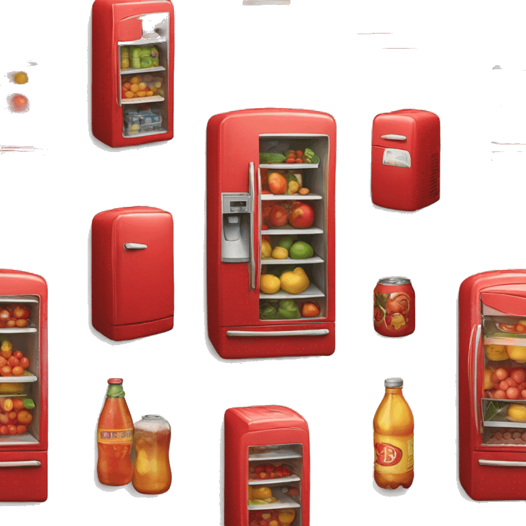 Realistic red fridge isolated. emoji