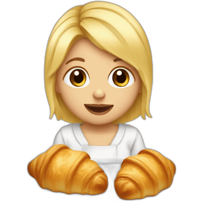 Tête bébé fille blonde qui mange un croissant  emoji