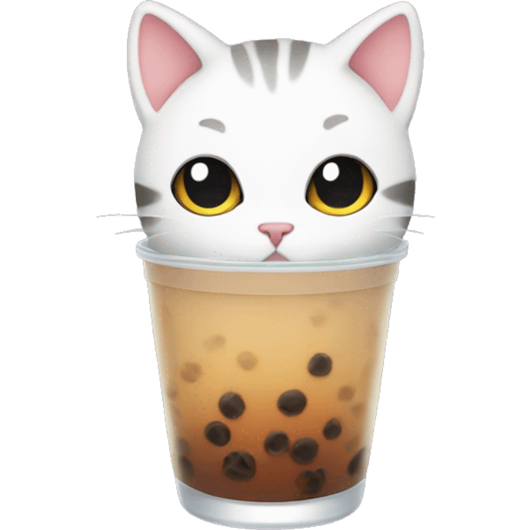 A cat drink boba tea emoji