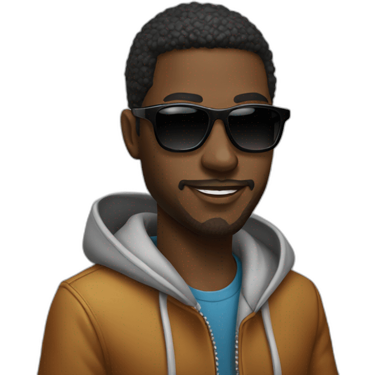 black poker player with hoodie and sunglasses emoji