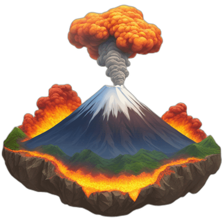 Mount Fuji erupts with magma emoji