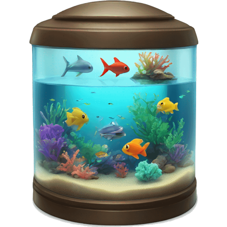 Nostalgic aquarium with sea life inside and colored lights  emoji