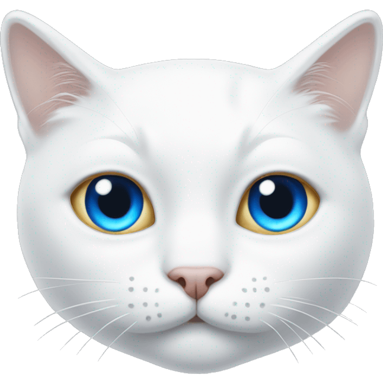 white cat with one blue eye and one gold eye emoji