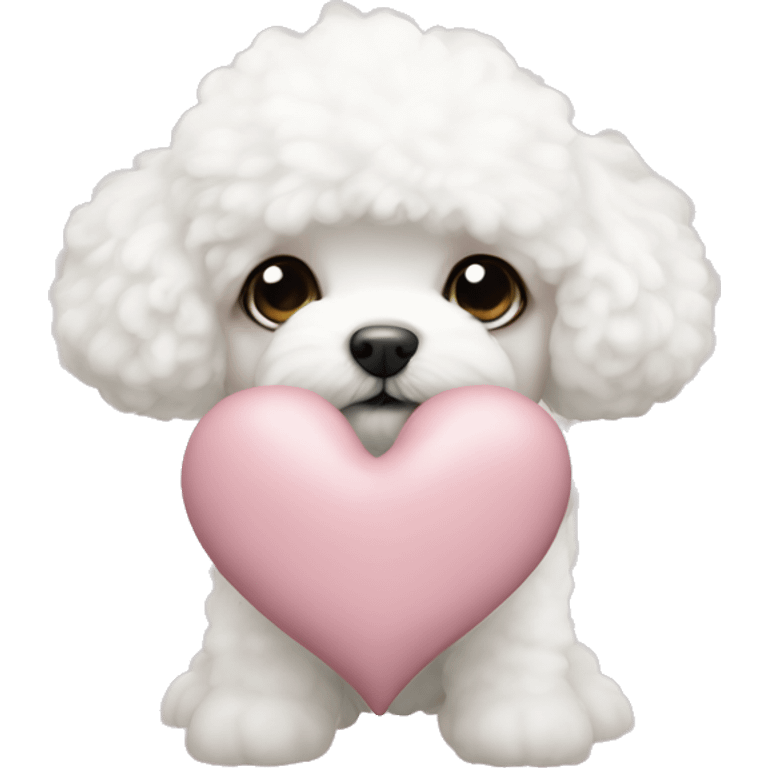 Dusty pink heart with a Bichon  emoji