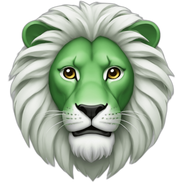 Green and white lion head emoji