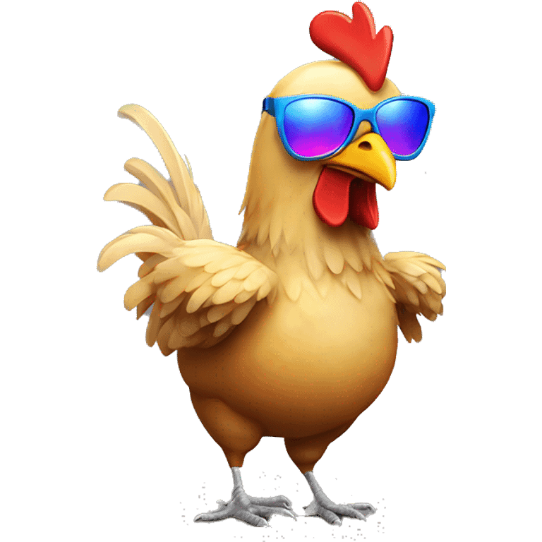 chicken with sunglasses dancing rave lights emoji