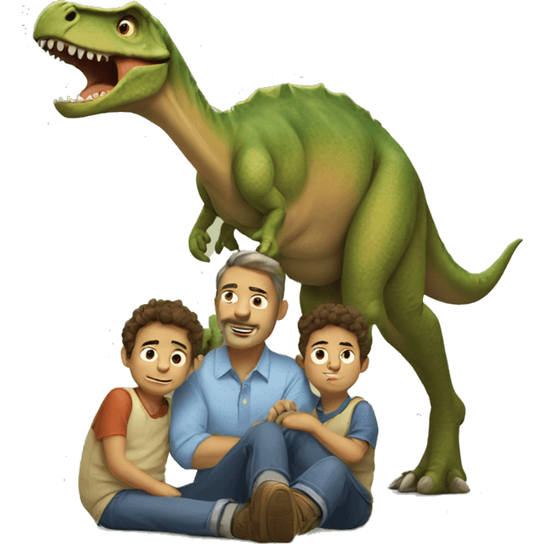 dinosaur father and sons emoji