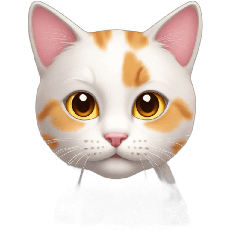 white orange cat cute with a small brown eyes and a paw pink necklace emoji