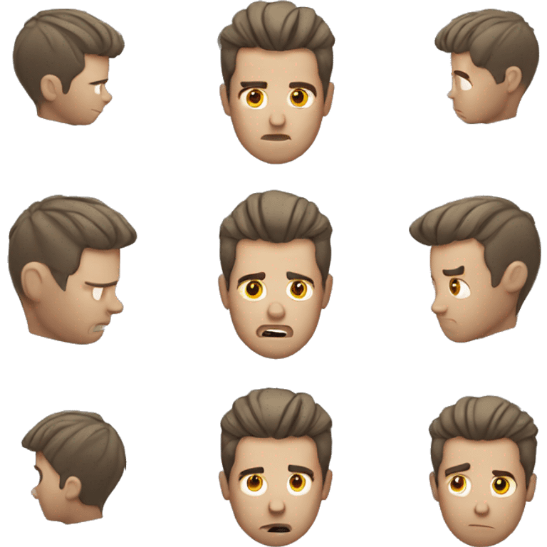 A guy getting a hairstyle with a depressed expression emoji