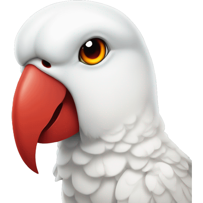 White parrot with red beak and red eyes emoji