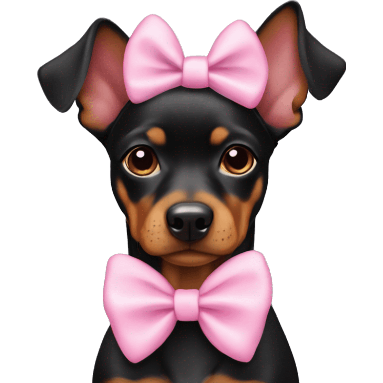 black tan pinscher big ears girly pink bow emoji