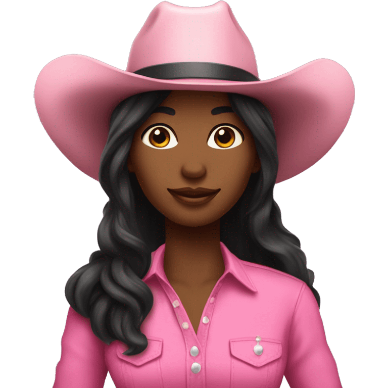 Pretty black cowgirl long hair wearing pink gallon hat emoji