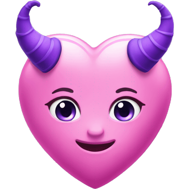 lovely pink heart with purple horns emoji