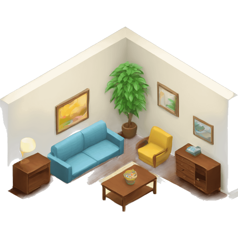 apartment living room isometric emoji