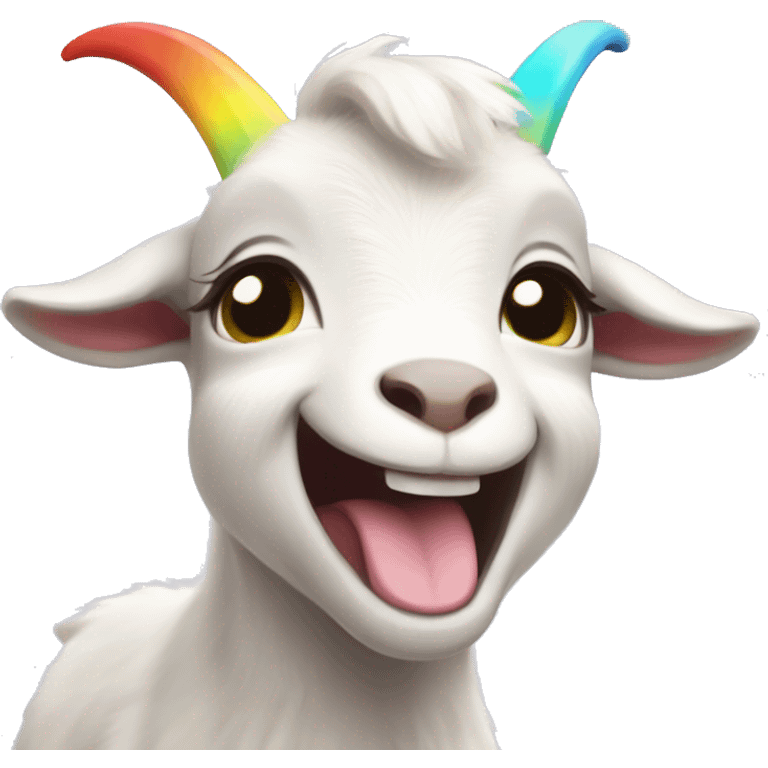 Pastel rainbow baby goat who is laughing  emoji