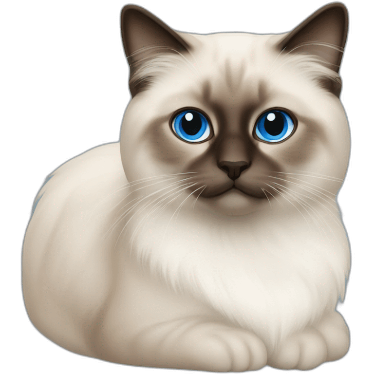 birman cat, blue eyes, brown nose emoji