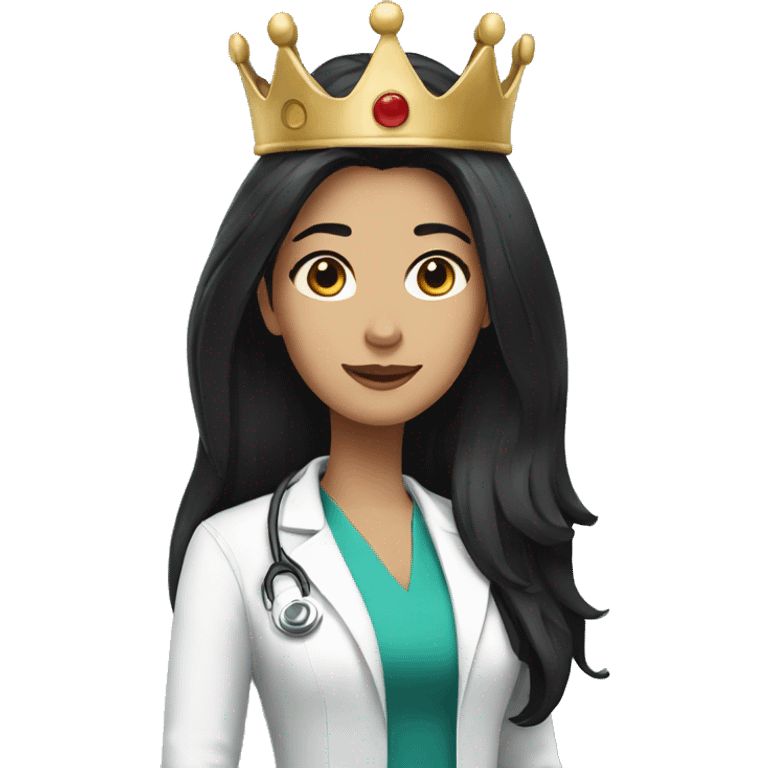 Female doctor with long black hair and a crown emoji