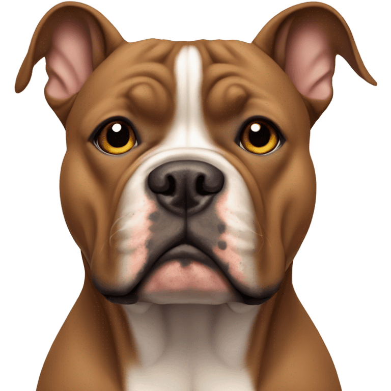 brown american bully dog with pointed ears straight up emoji