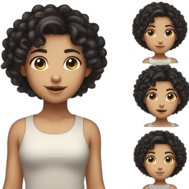 curly black haired white skined a little fat cute girl kid emoji