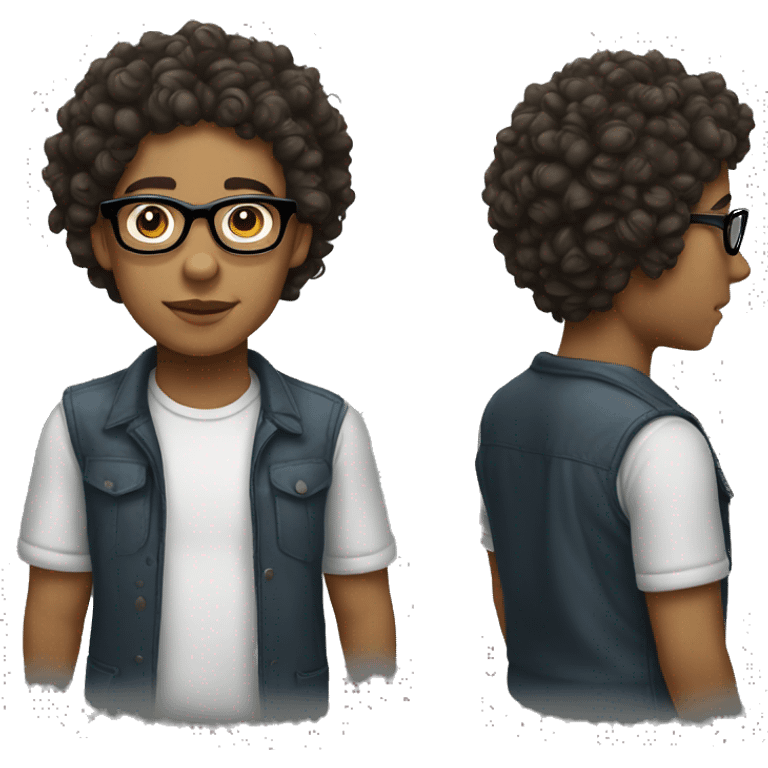 Lightskin with curly hair and glasses emoji