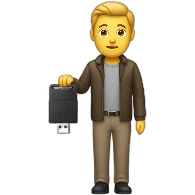 man holding usb flash drive emoji