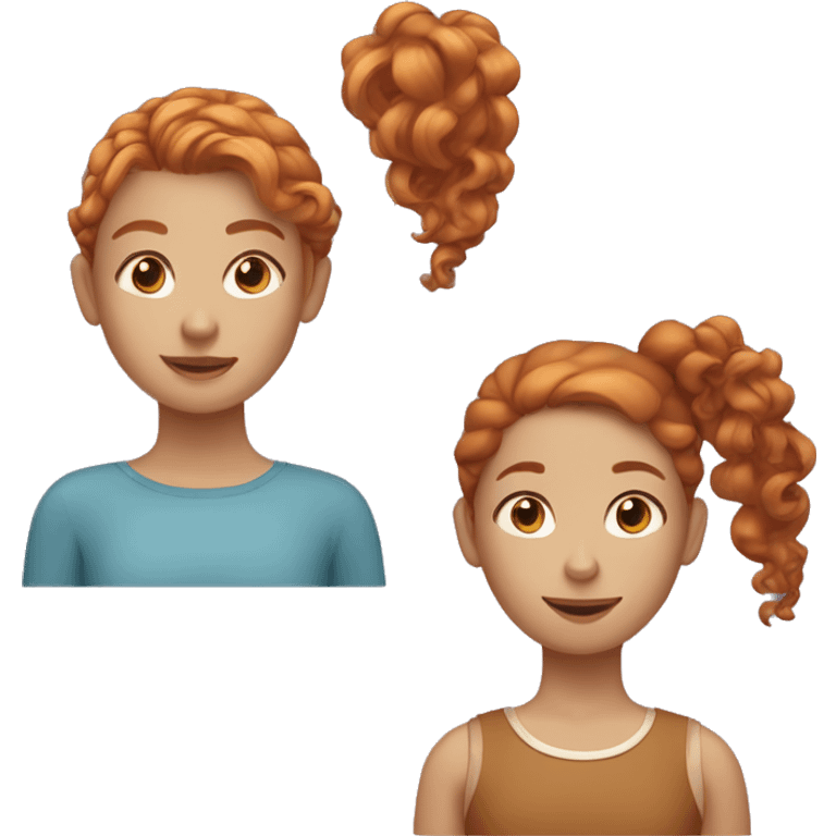 Three girls, one with ginger hair, one with tan skin and a curly ponytail and one with short brown hair emoji