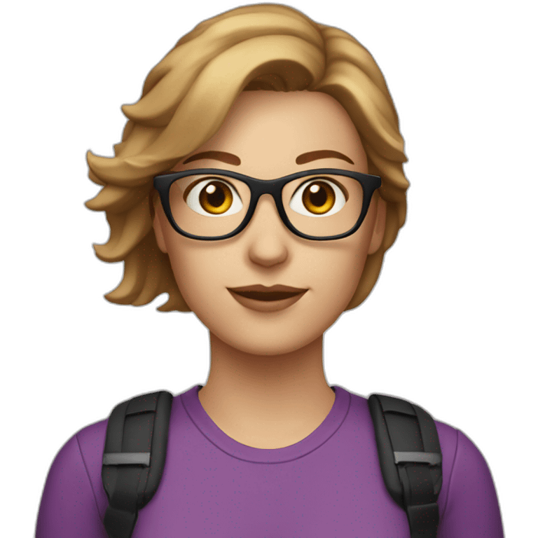 30 year old white woman short light brown hair with a bike helmet and glasses emoji