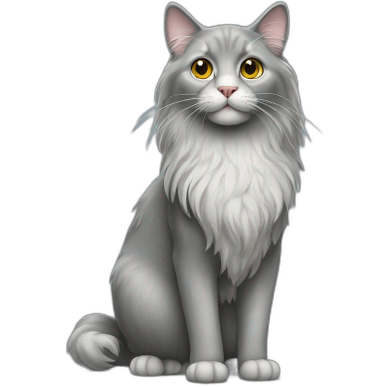 long hair grey cat standing emoji