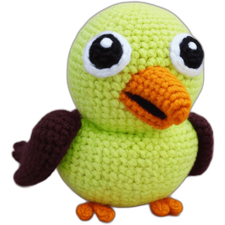 Small evil smiling bird amigurumi emoji