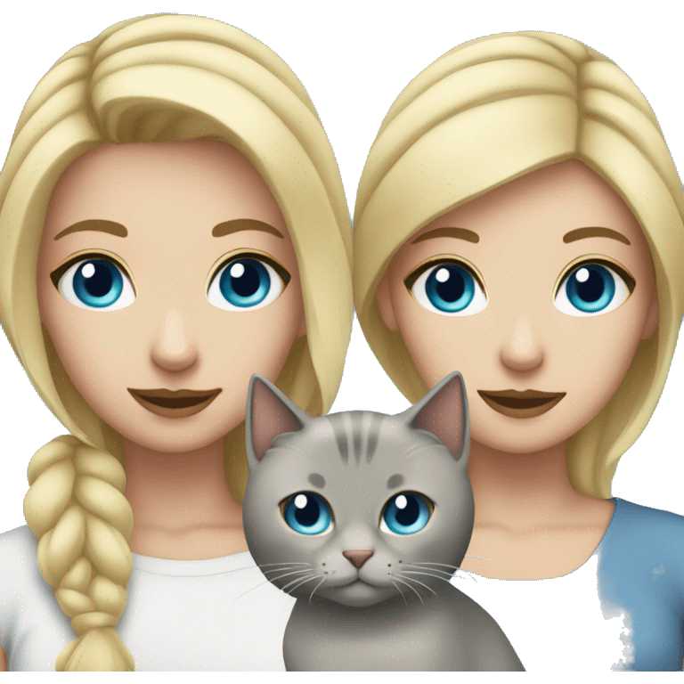 Girl blue eyes blonde hair with grey cat emoji