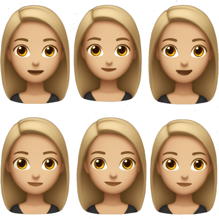 Girl with ling straight hazelnut blonde hair, with thin eyebrow, dark brown small eyes, dimple and a black skim top  emoji