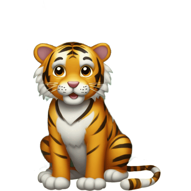 Tiger under Christmas tree emoji