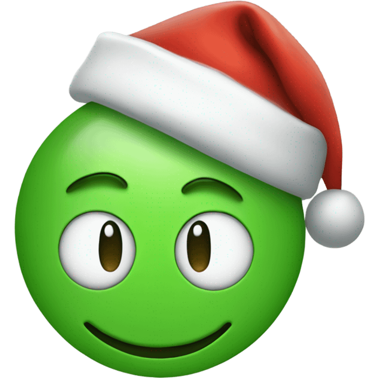 Green smiley face with Santa hat emoji