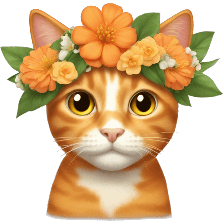 Orange cat with flower crown emoji