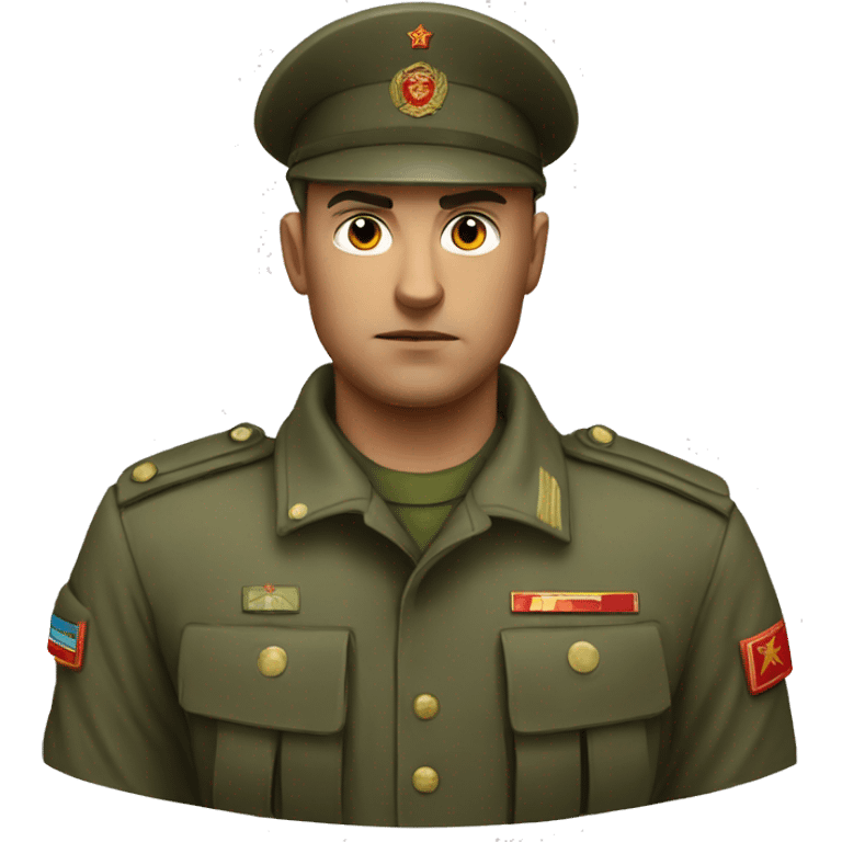 realistic ussr soldier serious with military takes emoji