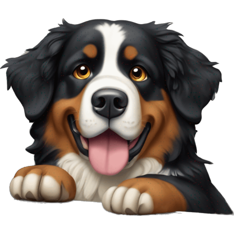 Bernese Mountain Dog on a pickup truck emoji