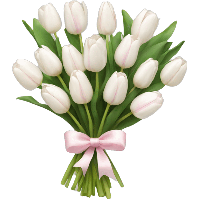 White tulips bouquet with light pink bow  emoji