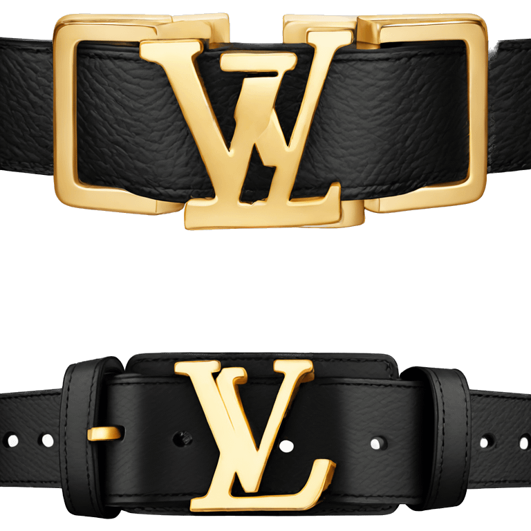 Luxury Black Louis Vuitton belt with Gold buckle emoji