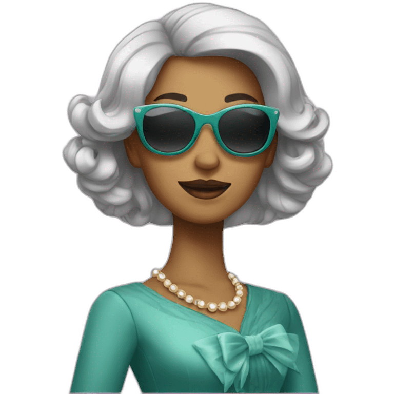 lady wearing fancy clothes with shades emoji