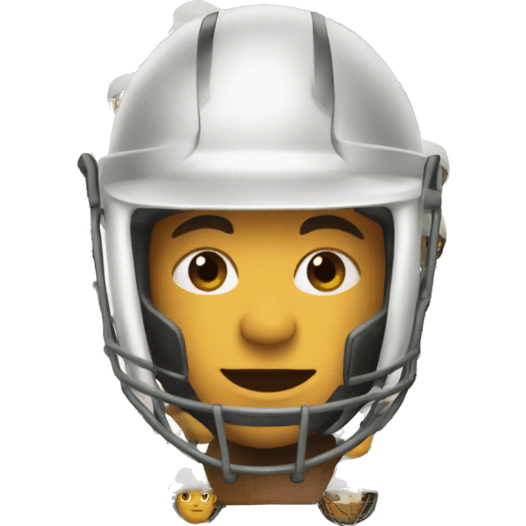 A person wearing a cricket helmet emoji